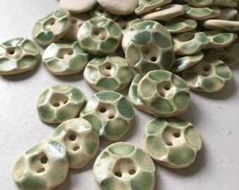 light green ceramic buttons--SMALL