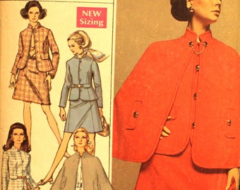 UNCUT Skirt Suit and Cape Size 16 Bust 38 Simplicity 8037 Vintage Sewing Pattern