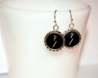 Typewriter Key Earrings – Question Mark Earrings, Mysterious ? Mark Key Earrings – Art Deco-Steampunk Style.