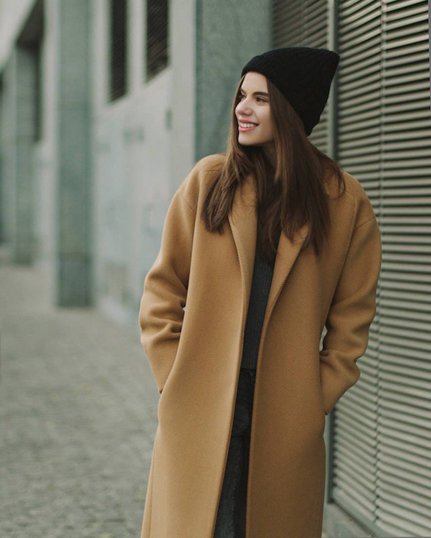 Camel coat / Woman wool coat / Loose fit camel coat