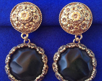 Vintage 1950s Le Ritz Gold-tone Drop Clip On Earrings