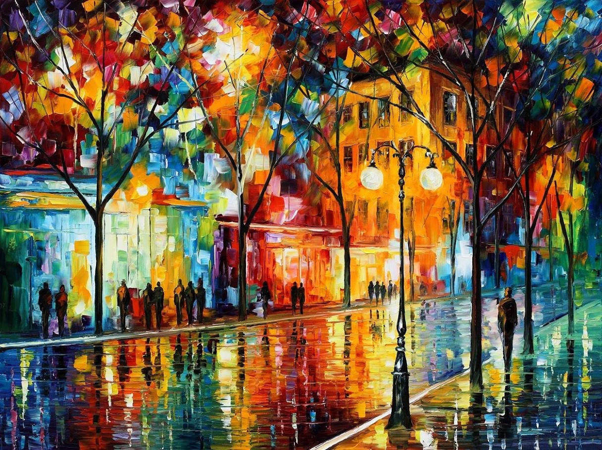 Huge Artwork The Tears Of The Fall Palette Knife Night