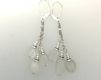 Moonstone and Sterling Silver 3 part Earrings