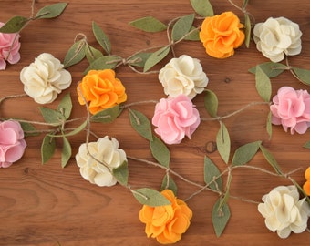 Felt Rose Flower Garland - Wedding Ceremony Backdrop - Nursery Floral Decor