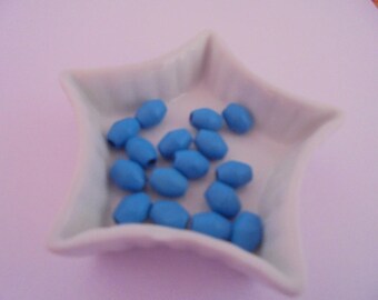 Blue 10 mm x 8 mm olive wood 16 beads