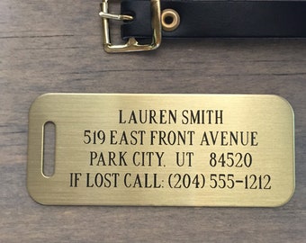 Brass Personalized Luggage Tag, Custom Luggage Tags, Personalized id tag, Brass Luggage Tags, Engraved Luggage Tags, Luggage id tag