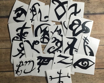 Rune decals / mortal instruments / clary / jace / strength / angelic power / mundane /fandom