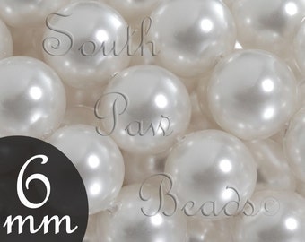 6mm White Swarovski pearl glass beads, Style 5810 (25)