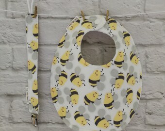 Traditional Round Bib with clip - Bumble Bees