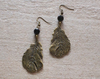 Leaf pendant earrings, bohemain style