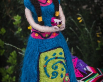 Felted Doll-Felt Bird-Fibre Art