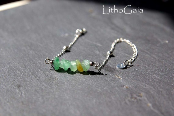 Aventurine Bar Bracelet or anklet on Silver 925, Aventurine Beaded Anklet, Minimalist Aventurine jewelry, Zodiac birthstone Bracelet