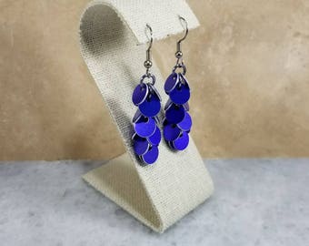 Shaggy Chainmaille Earrings - Purple