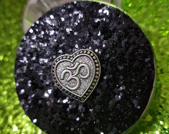 Customised Glitter Om Heart Herb Grinder