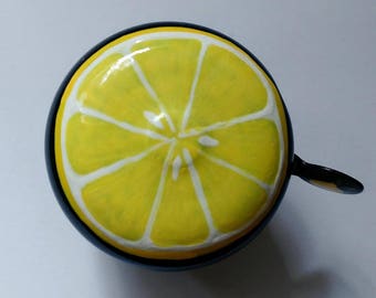 lemon bicycle bell bike accessories tropical fruit yellow citrus art custom bicycle accessories beach cruisers unique original functional
