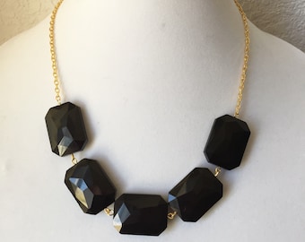 Black and Gold Chunky Statement Necklace