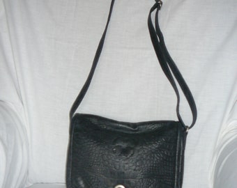 Blue Crocodile leather shoulder bag
