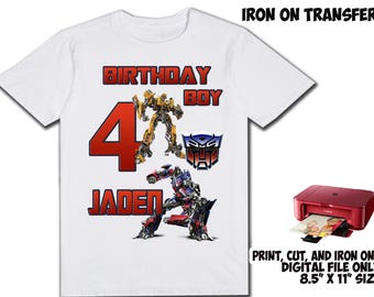 Transformers Personalized Name and Age - Transformers DIY Printable Iron On Transfer - Transformers Printable Birthday Shirt Party Transfer