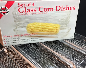 Vintage Glass Corn On The Cob Serving Dishes