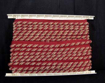 27 YARD BOLT ART 3 686 Burgundy Taupe Thick Lip Cord Trim