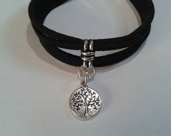 Tree of life black and silver, adjustable bracelet.