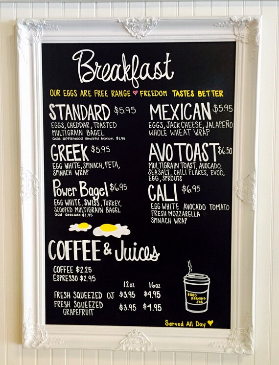 chalkboard menu board