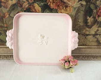 Vintage Porcelain Ceramic Vanity Tray 1940s Decor Romantic Boudoir/Server Tray