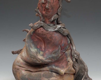Abstract Raku Ceramics Buddha Statue With an Extra Buddha Inside