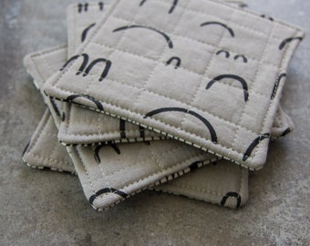 Gray and Black Modern Quilted Coasters - Set of 4