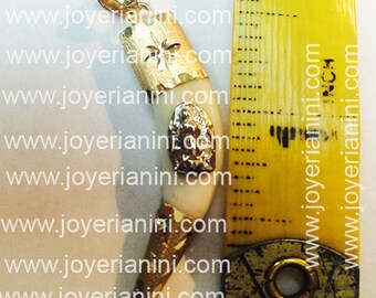 Coyote 3.Colmillo with design of 14k gold virguen