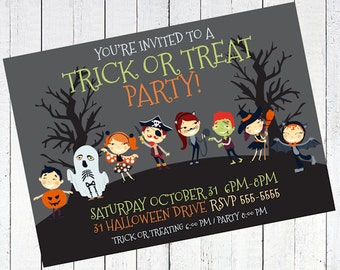 halloween invitation party trick or treating - Trick or Treat Halloween Party Invitation V2