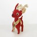 VINTAGE Dakin Velvet Christmas Reindeer - Stuffed Red Velveteen Reindeer Japan - Bell On Neck - 1960s Retro