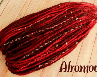 Double Ended Synthetic Dreads "Long Red Set" by Afromod