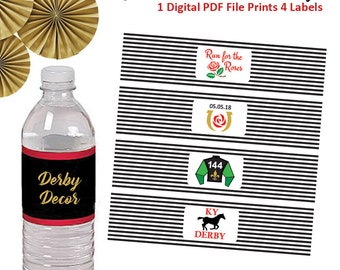 Kentucky Derby Party - Kentucky - Derby - Derby Party - Derby Decor - Water Bottle Labels - Bottle Labels - Napkin Rings - Printable