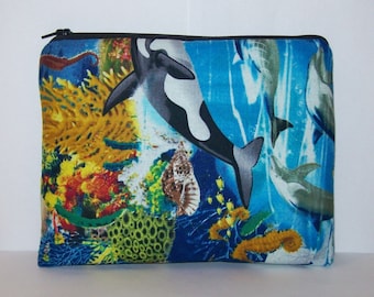 Pipe Pouch, Ocean Life, Pipe Case, Pipe Bag, Sea Bag, Padded Pipe Pouch, Animal Bag, Pipe Cozy, Gadget Bag, Zipper Bag, 7.5" x 6" - X LARGE