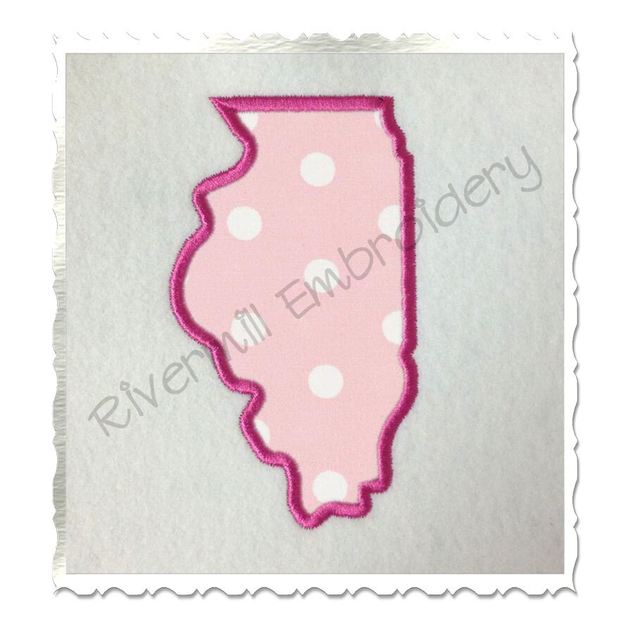 State of Illinois Applique Machine Embroidery Design 4 Sizes