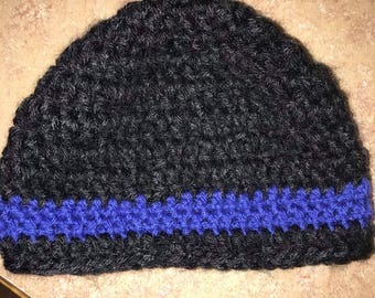 Thin blue line baby hat