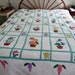 RESERVED for Sandra - Hand stitched windowpane Flower Garden applique quilt, circa 1930s 96" x 71"
