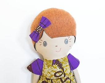 Red Head Rag doll, red haired doll, rag doll with red hair, textile doll, soft doll, girls ragdoll