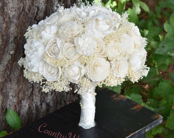 Wedding Bouquet Rustic Bouquet Sola Bouquet Ivory Bouquet Rustic Bouquet Sola Bouquet Burlap Ivory Sola Bouquet Wedding Bouquet Sola Flower