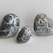 Hand Painted Stone. Owls. SEt of 3. River Rock. Paperweight. Home Decor Painting. Collectible. Hand Made. Folk Painting. 3D Pet.