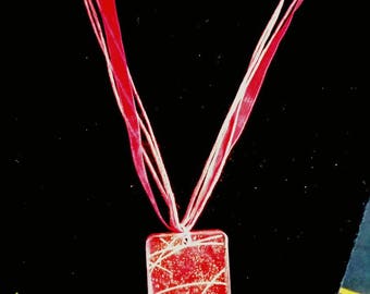 Red resin pendant necklace