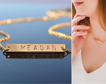 Personalized Gold bar necklace Bar necklace Gold name plate necklace Initial necklace Custom Name necklace Personalzied gifts
