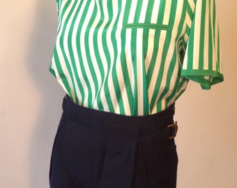Vintage Green and White Stripe Shirt