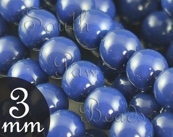 Dark Lapis 3mm glass pearl beads as style 5810 Gemcolors by Swarovski Crystals (50)