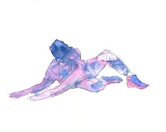 The Blues Original Watercolor Painting