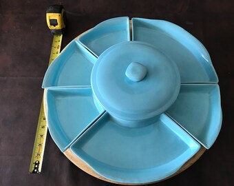 Vintage Lazy Susan with ceramic trays