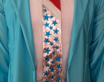 MADE TO ORDER David Bowie / Ziggy Stardust "Life on Mars" inspired Blue Stars Tie
