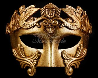 Mens Masquerade Mask, Roman Mask, Greek Gold Mask, Mardi Gras Venetian Masquerade Mask, Masquerade Ball Mask