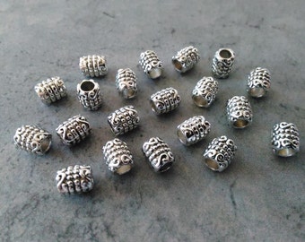 20 Silver spacer beads Tube spacer beads 6mm spacers Bracelet beads Short tube beads Mens jewelry beads DIY Jewelry supplies Loose spacers